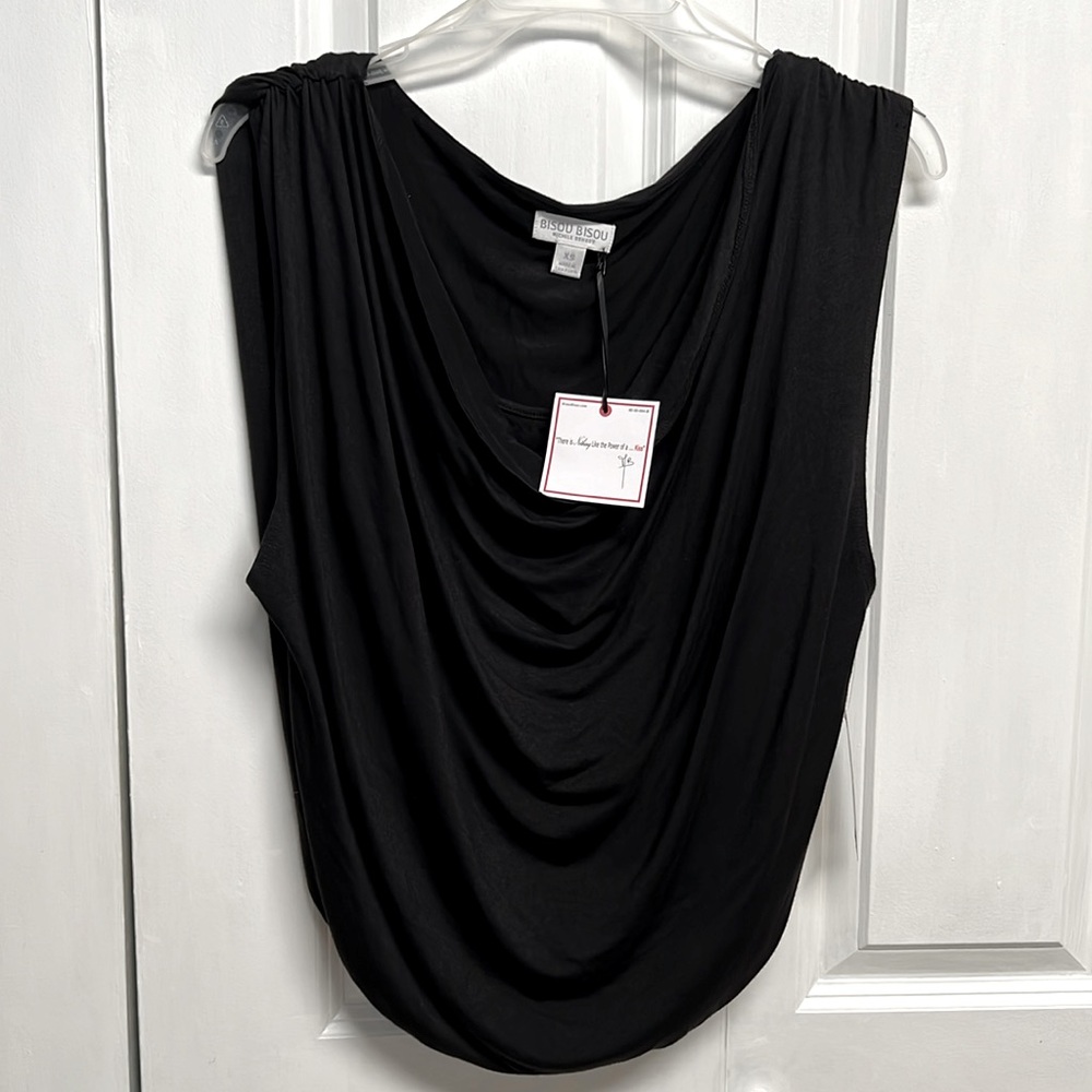 Bisou Bisou Black Crowl Neck Sleeveless Top Size XS NWT